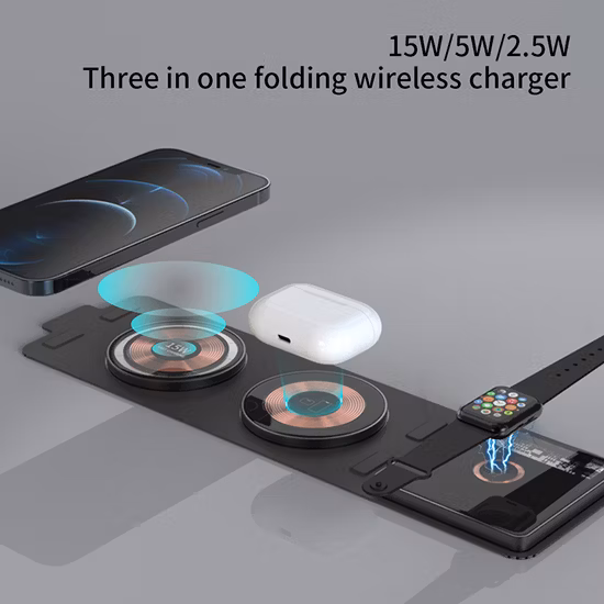 Neues faltbares 3-in-1-Schnellladegerät 15 W kabellose Ladestation für Apple Watch Series 6/5 für iPhone 14 PRO Max